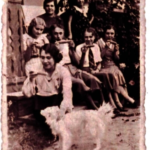 pokaż obrazek - Kobieta dotykająca pieska Stanisława Masełko z domu Ostrowska nauczycielka