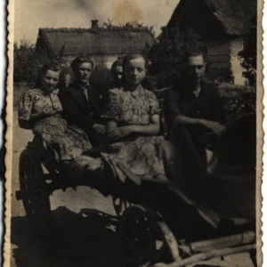 pokaż obrazek - Na wozie od prawej siedzi Gadzała Władysław.